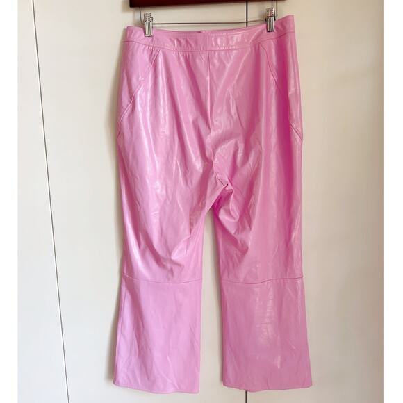 For Love & Lemons BILLIE VINYL PANTS Pastel Pink Cropped Girly Coquette Sz Lrg - Picture 8 of 12